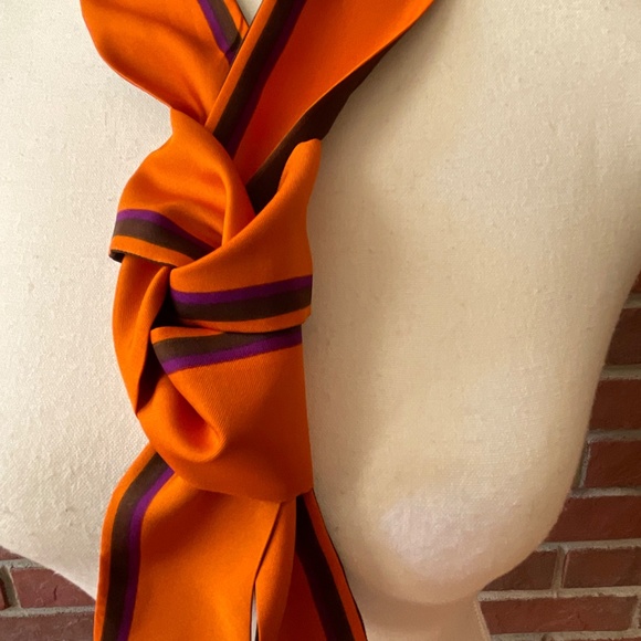 Foulard Skinny Silk Scarf Bandana Hair Tie Wrist Bag Wrap 54”x2” NEW - Picture 8 of 11